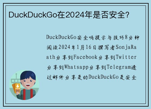 DuckDuckGo在2024年是否安全？ 