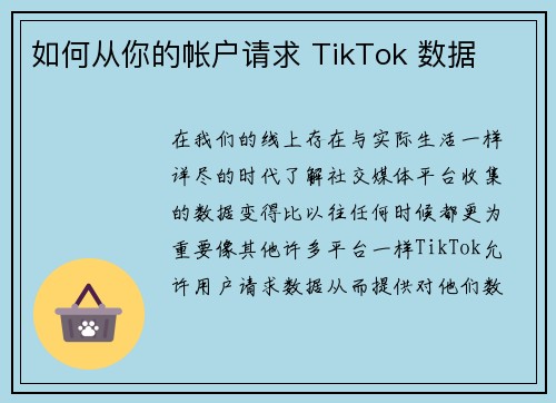 如何从你的帐户请求 TikTok 数据 
